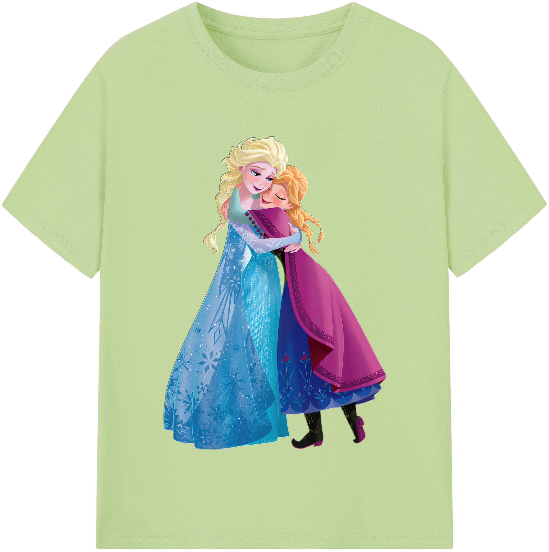 （画像用） アナと雪の女王 アンナ エルサ Frozen Anna Elsa 綿100％半袖Tシャツ（フロントプリント）